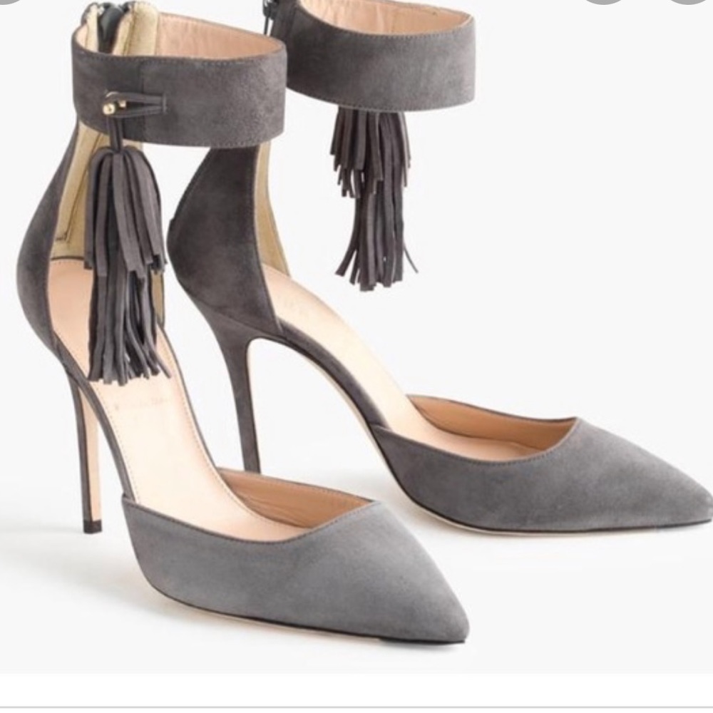 JCrew Roxie Tassel Pumps in grey 8.5 new without box